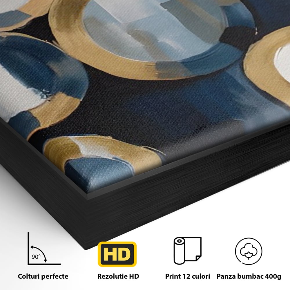 Tablou Canvas Premium LuxCanva® C1222, Blue And White Abstract Paint ,  Relaxare, Living Room, Culori Vibrante