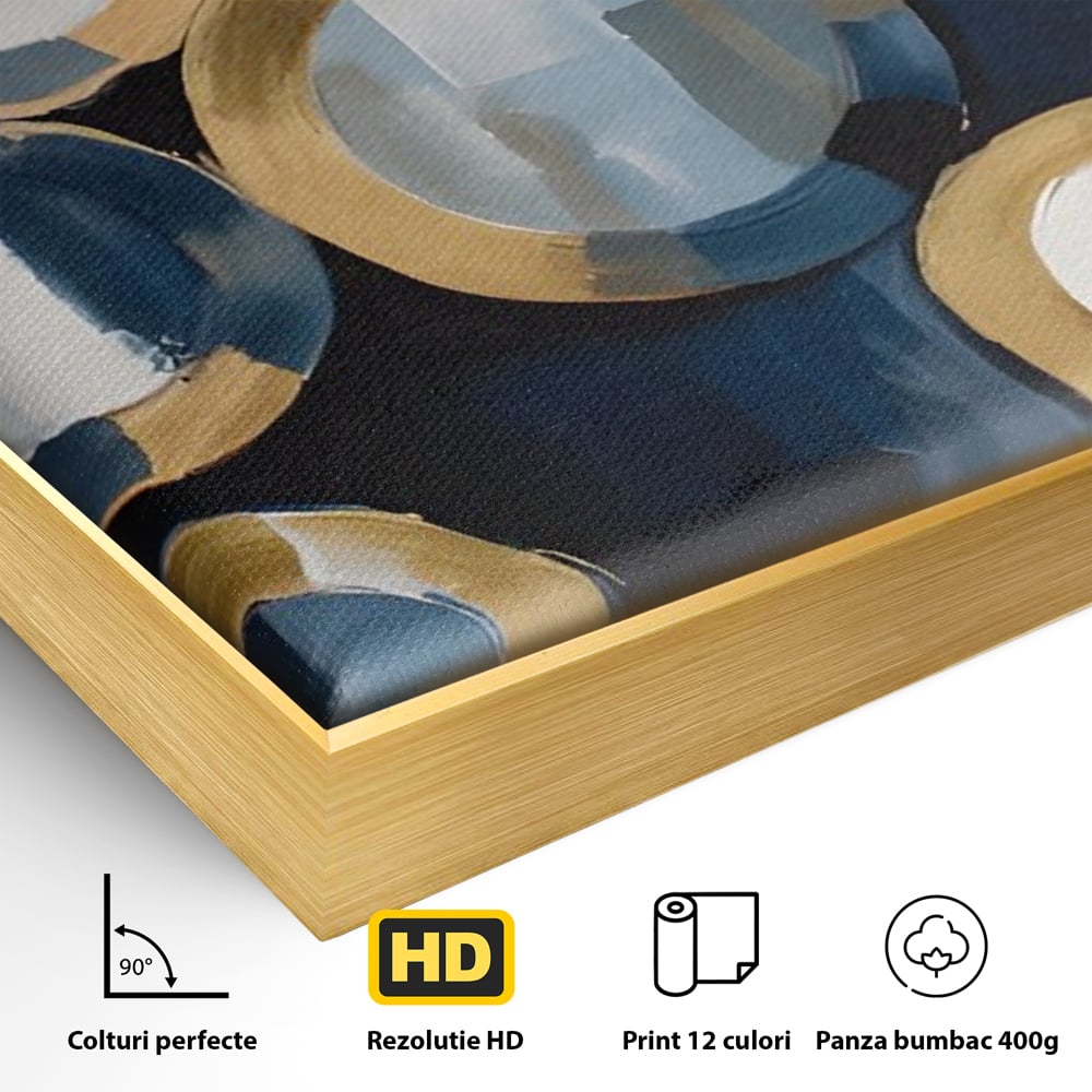Tablou Canvas Premium LuxCanva® C1222, Blue And White Abstract Paint ,  Relaxare, Living Room, Culori Vibrante