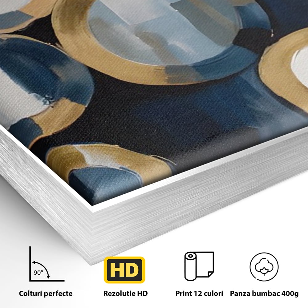 Tablou Canvas Premium LuxCanva® C1222, Blue And White Abstract Paint ,  Relaxare, Living Room, Culori Vibrante