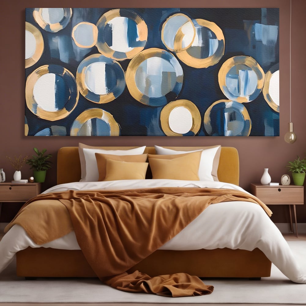 Tablou Canvas Premium LuxCanva® C1222, Blue And White Abstract Paint ,  Relaxare, Living Room, Culori Vibrante