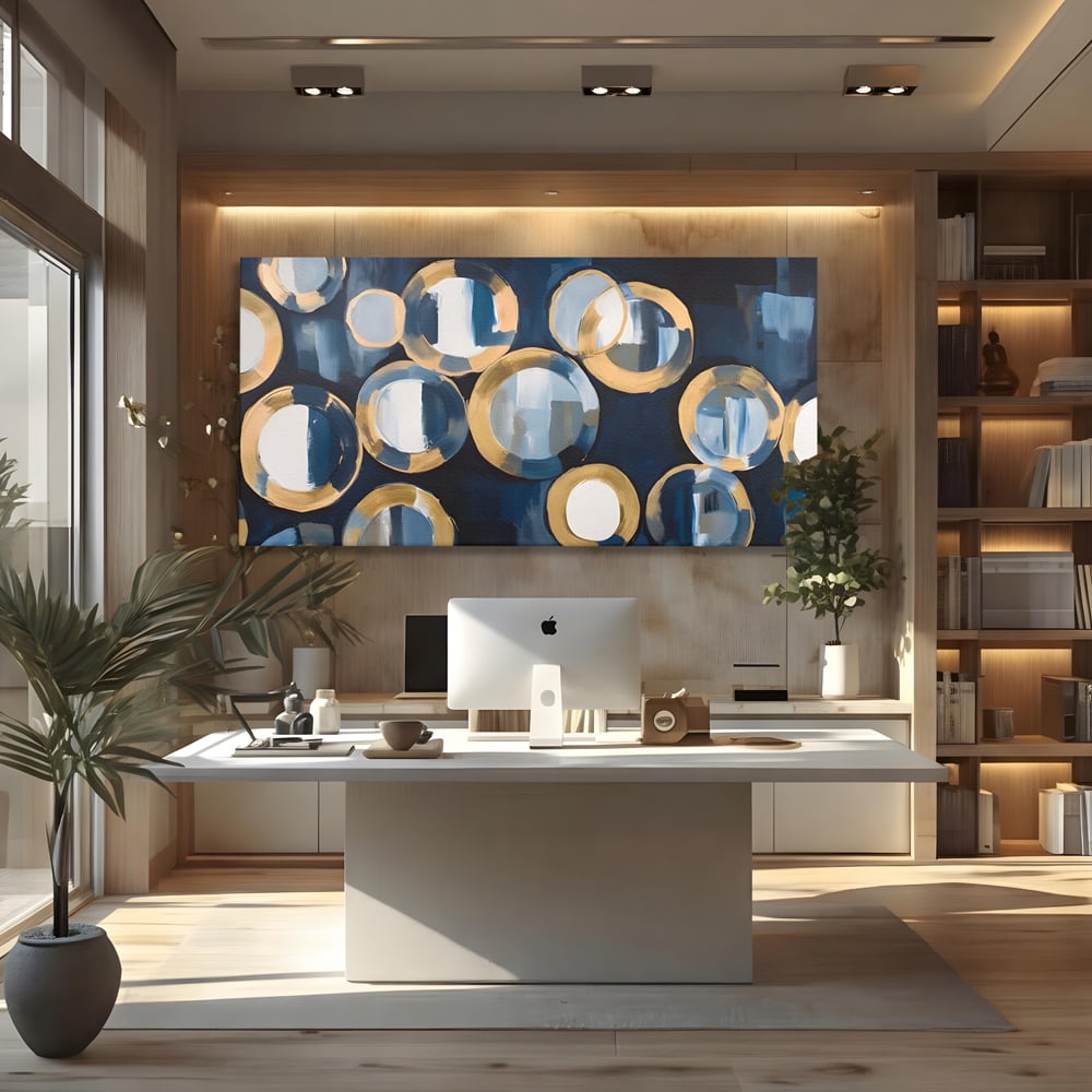 Tablou Canvas Premium LuxCanva® C1222, Blue And White Abstract Paint ,  Relaxare, Living Room, Culori Vibrante