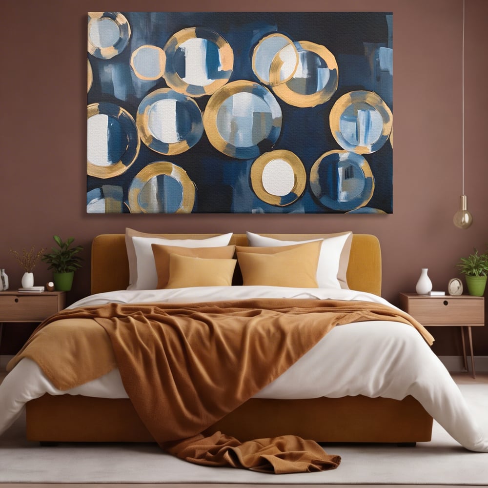Tablou Canvas Premium LuxCanva® C1222, Blue And White Abstract Paint ,  Relaxare, Living Room, Culori Vibrante