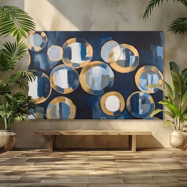 Tablou Canvas Premium LuxCanva® C1222, Blue And White Abstract Paint ,  Relaxare, Living Room, Culori Vibrante