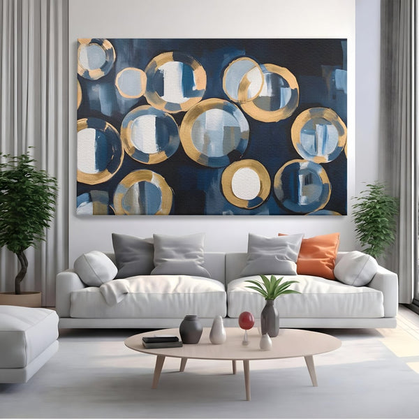 Tablou Canvas Premium LuxCanva® C1222, Blue And White Abstract Paint ,  Relaxare, Living Room, Culori Vibrante