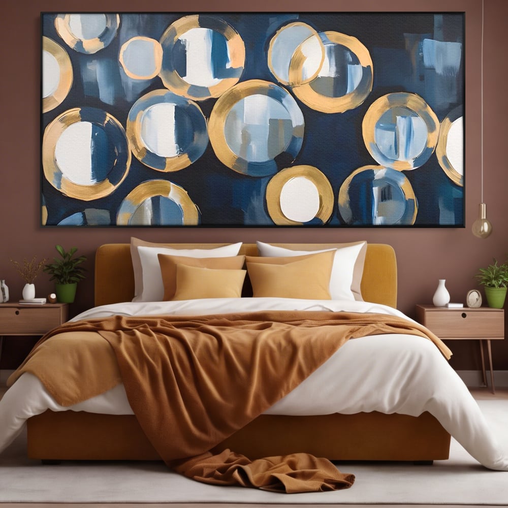Tablou Canvas Premium LuxCanva® C1222, Blue And White Abstract Paint ,  Relaxare, Living Room, Culori Vibrante