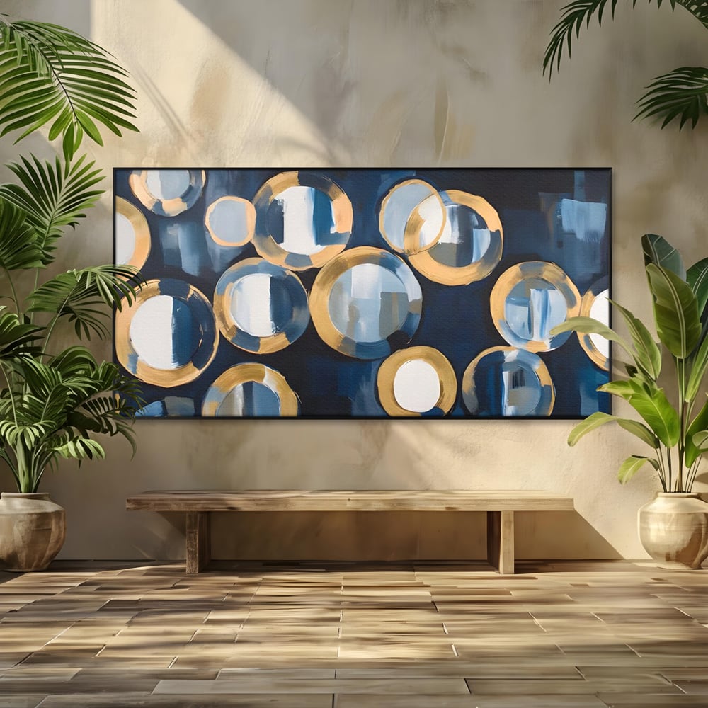Tablou Canvas Premium LuxCanva® C1222, Blue And White Abstract Paint ,  Relaxare, Living Room, Culori Vibrante