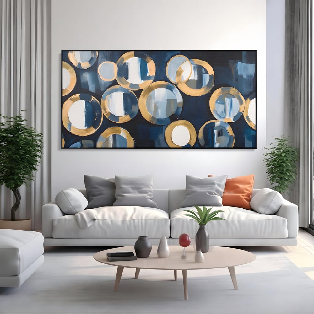 Tablou Canvas Premium LuxCanva® C1222, Blue And White Abstract Paint ,  Relaxare, Living Room, Culori Vibrante