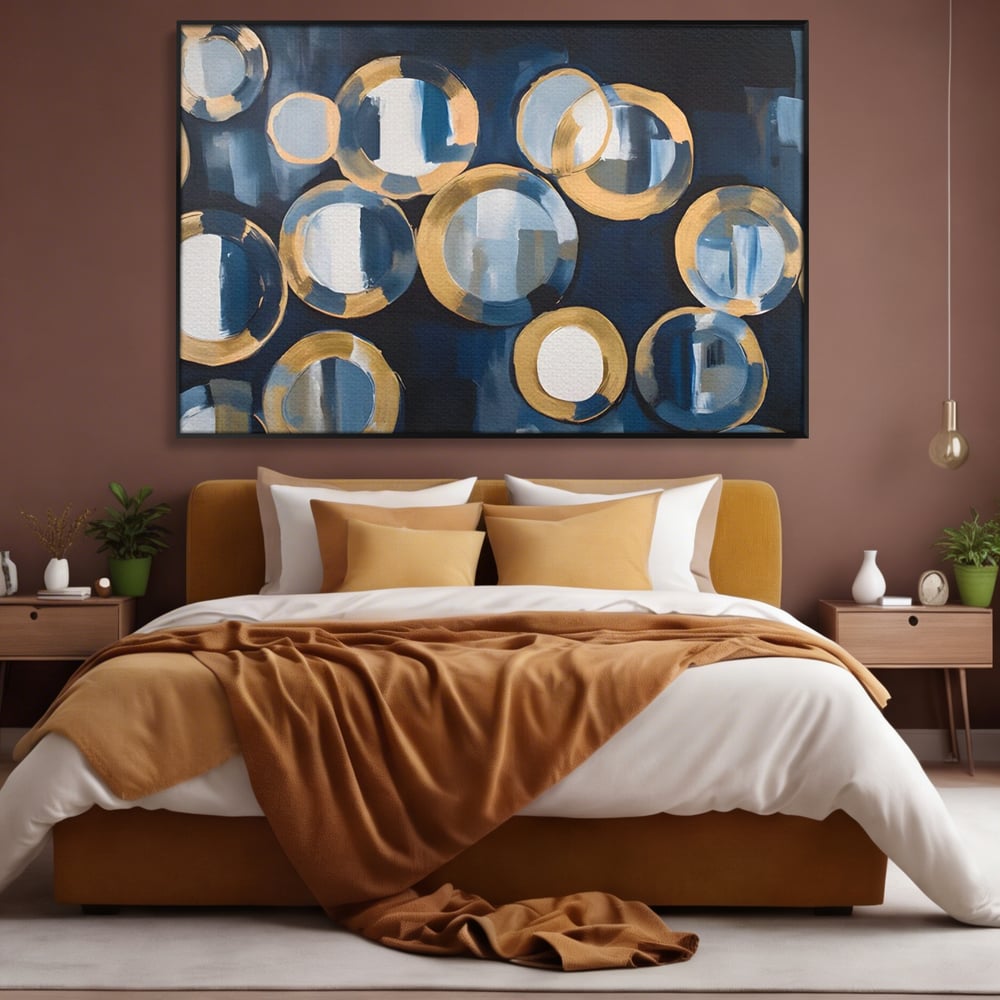 Tablou Canvas Premium LuxCanva® C1222, Blue And White Abstract Paint ,  Relaxare, Living Room, Culori Vibrante