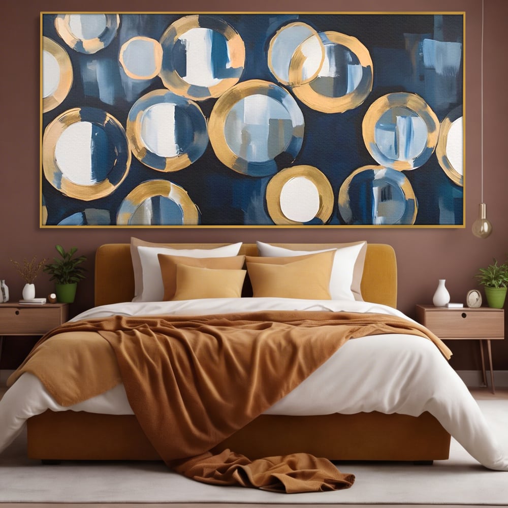 Tablou Canvas Premium LuxCanva® C1222, Blue And White Abstract Paint ,  Relaxare, Living Room, Culori Vibrante