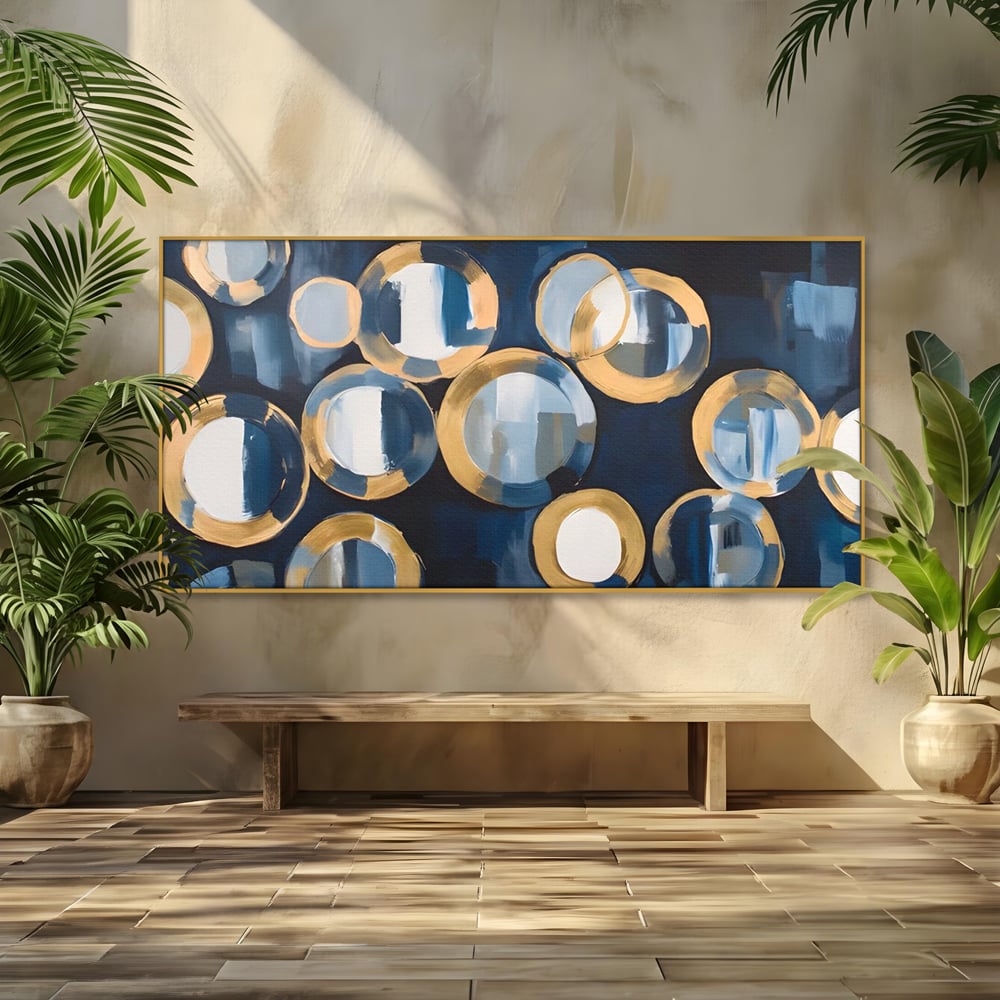 Tablou Canvas Premium LuxCanva® C1222, Blue And White Abstract Paint ,  Relaxare, Living Room, Culori Vibrante