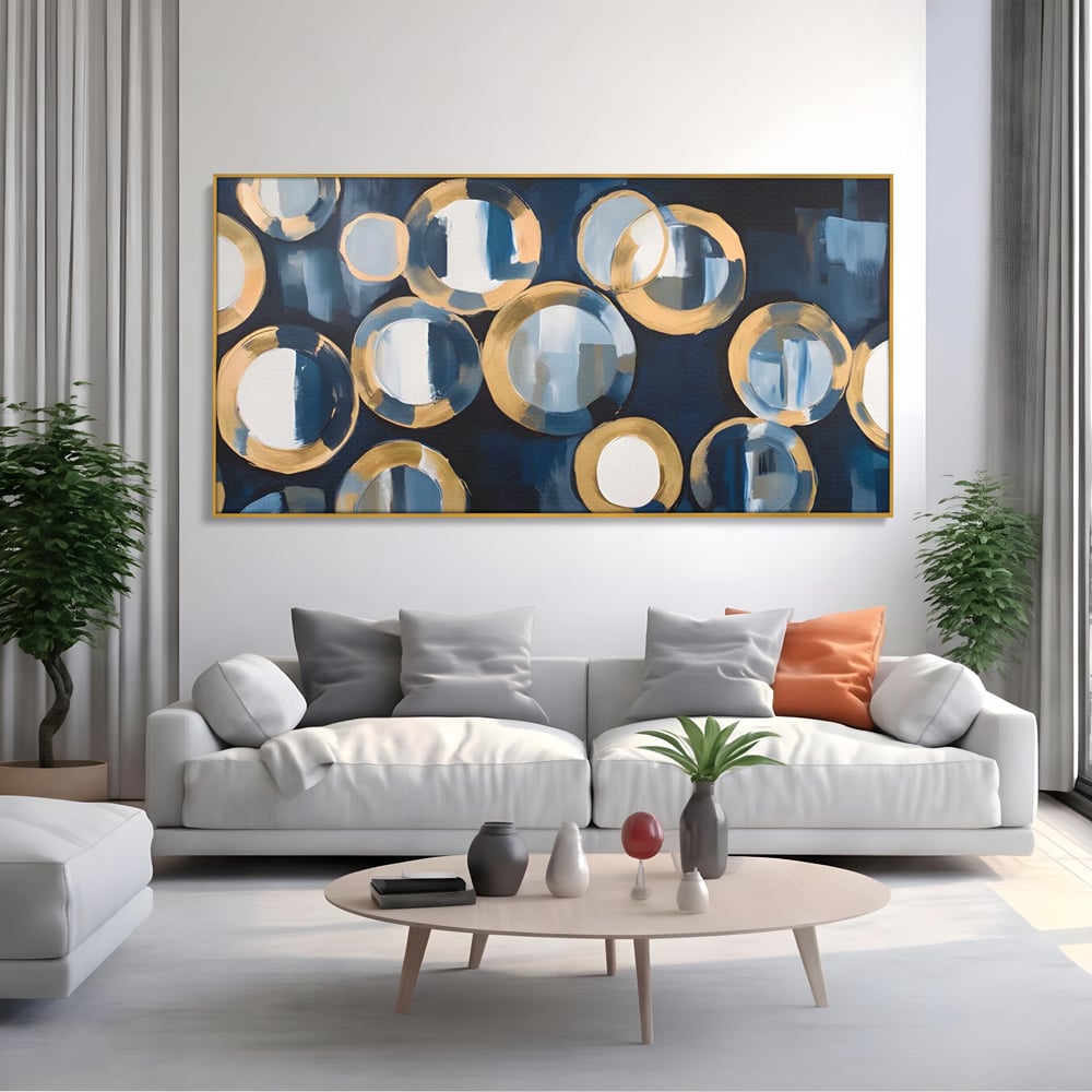 Tablou Canvas Premium LuxCanva® C1222, Blue And White Abstract Paint ,  Relaxare, Living Room, Culori Vibrante