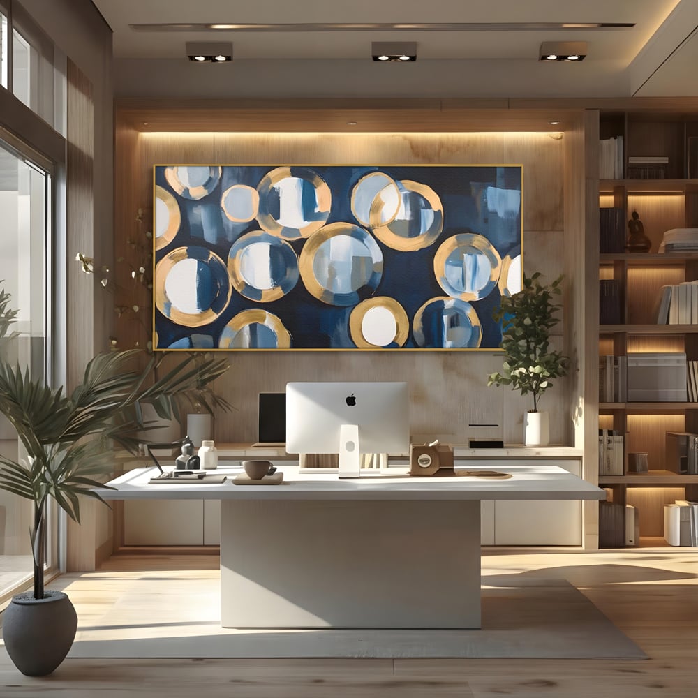 Tablou Canvas Premium LuxCanva® C1222, Blue And White Abstract Paint ,  Relaxare, Living Room, Culori Vibrante