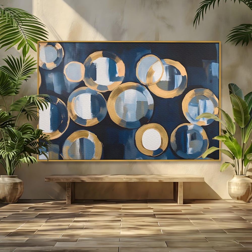 Tablou Canvas Premium LuxCanva® C1222, Blue And White Abstract Paint ,  Relaxare, Living Room, Culori Vibrante