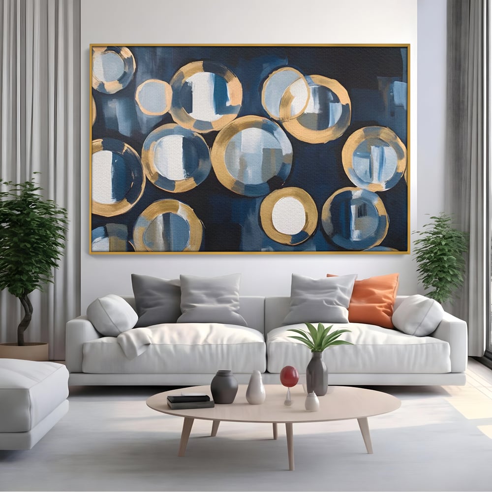Tablou Canvas Premium LuxCanva® C1222, Blue And White Abstract Paint ,  Relaxare, Living Room, Culori Vibrante