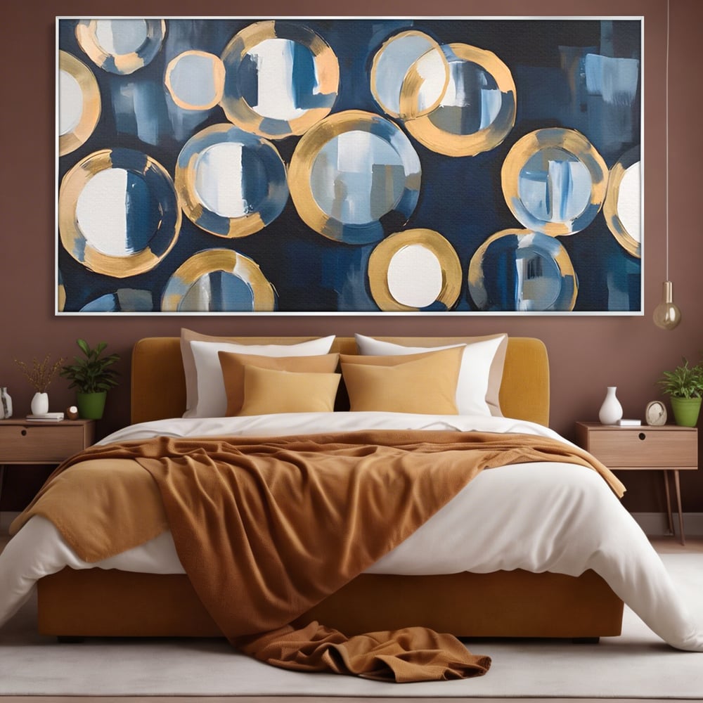 Tablou Canvas Premium LuxCanva® C1222, Blue And White Abstract Paint ,  Relaxare, Living Room, Culori Vibrante