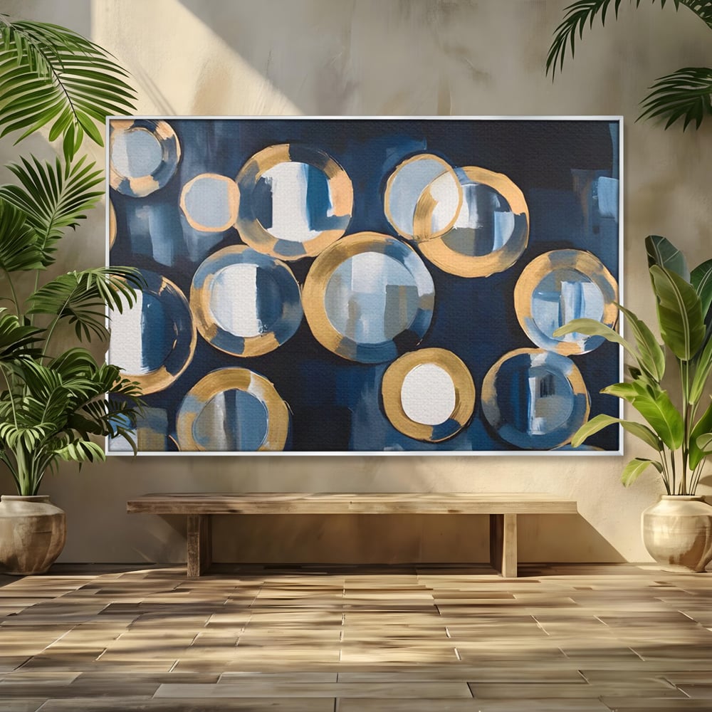 Tablou Canvas Premium LuxCanva® C1222, Blue And White Abstract Paint ,  Relaxare, Living Room, Culori Vibrante