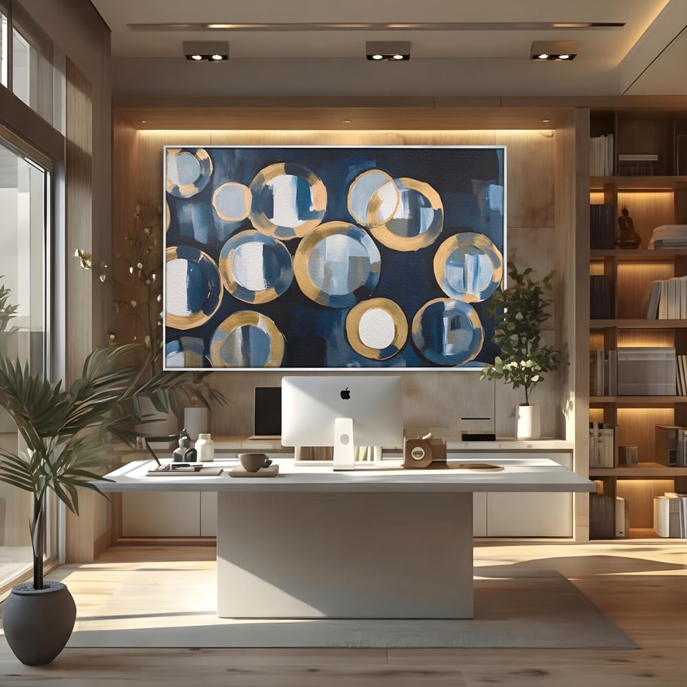 Tablou Canvas Premium LuxCanva® C1222, Blue And White Abstract Paint ,  Relaxare, Living Room, Culori Vibrante