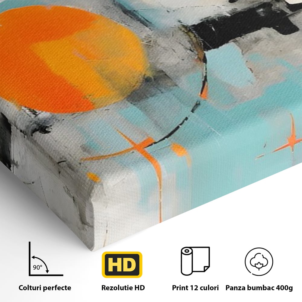 Tablou Canvas Premium LuxCanva® C1223, Abstract Geometric Lanscape Paint , Relaxare, Living Room, Culori Vibrante