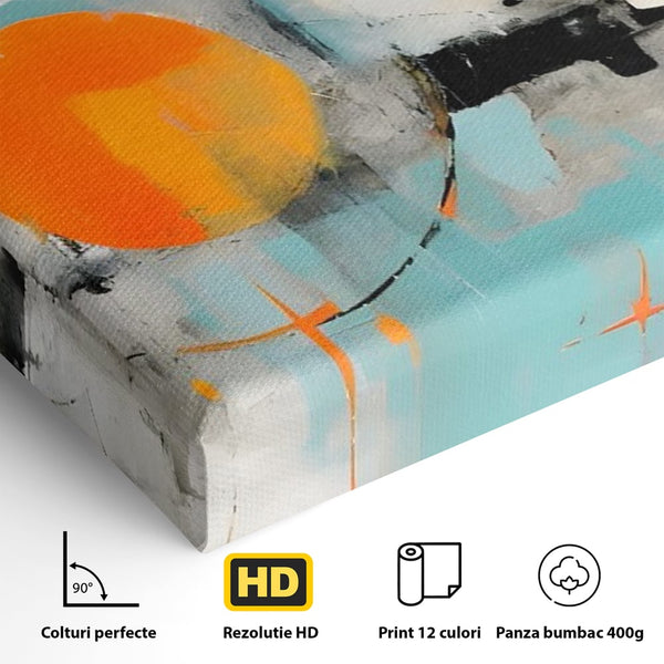Tablou Canvas Premium LuxCanva® C1223, Abstract Geometric Lanscape Paint , Relaxare, Living Room, Culori Vibrante