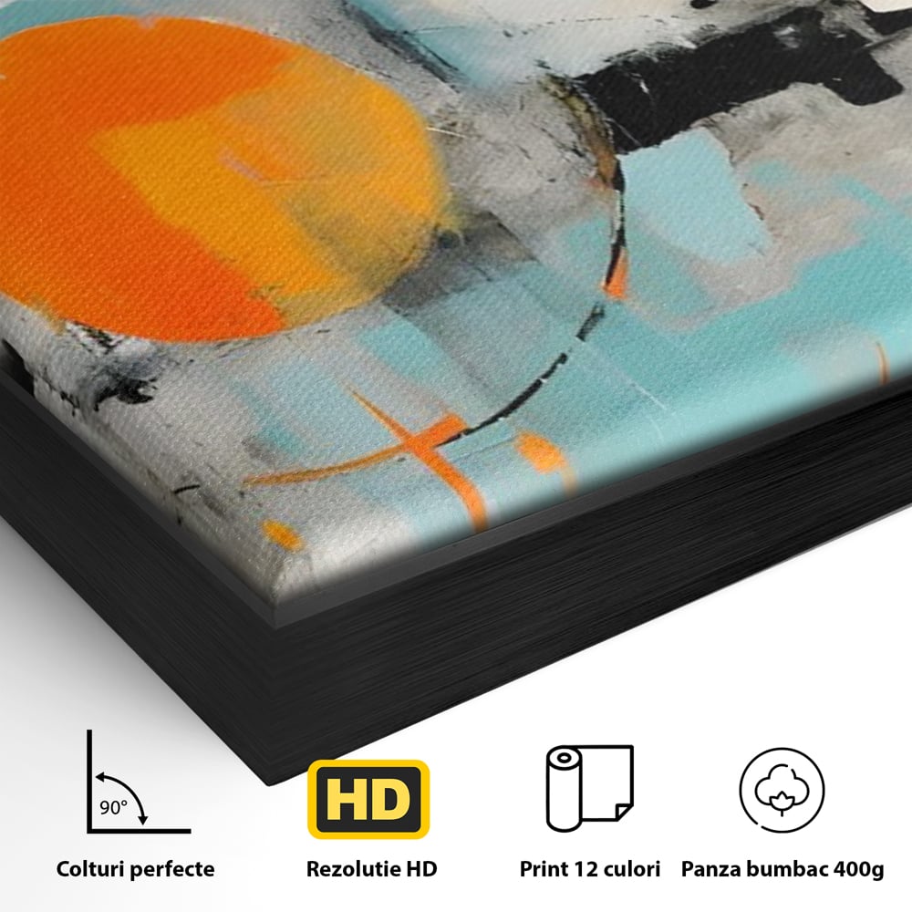 Tablou Canvas Premium LuxCanva® C1223, Abstract Geometric Lanscape Paint , Relaxare, Living Room, Culori Vibrante