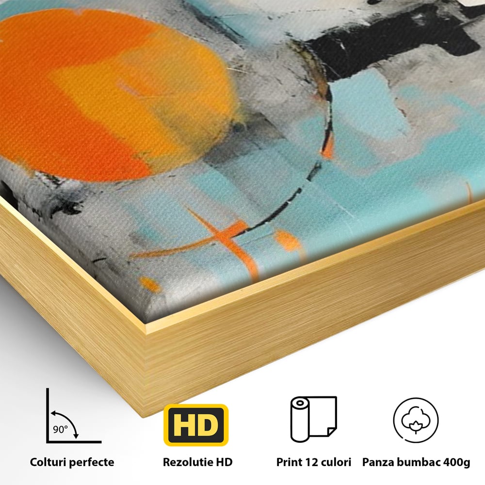 Tablou Canvas Premium LuxCanva® C1223, Abstract Geometric Lanscape Paint , Relaxare, Living Room, Culori Vibrante