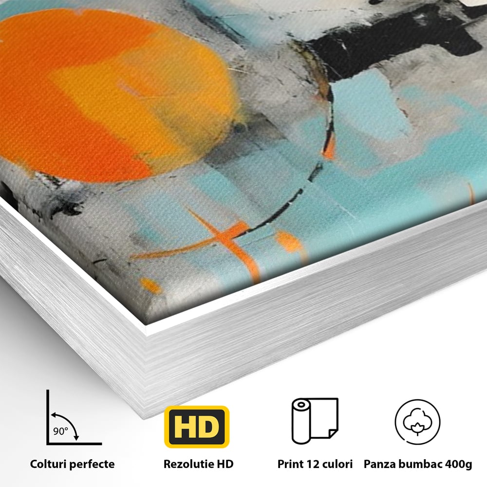 Tablou Canvas Premium LuxCanva® C1223, Abstract Geometric Lanscape Paint , Relaxare, Living Room, Culori Vibrante