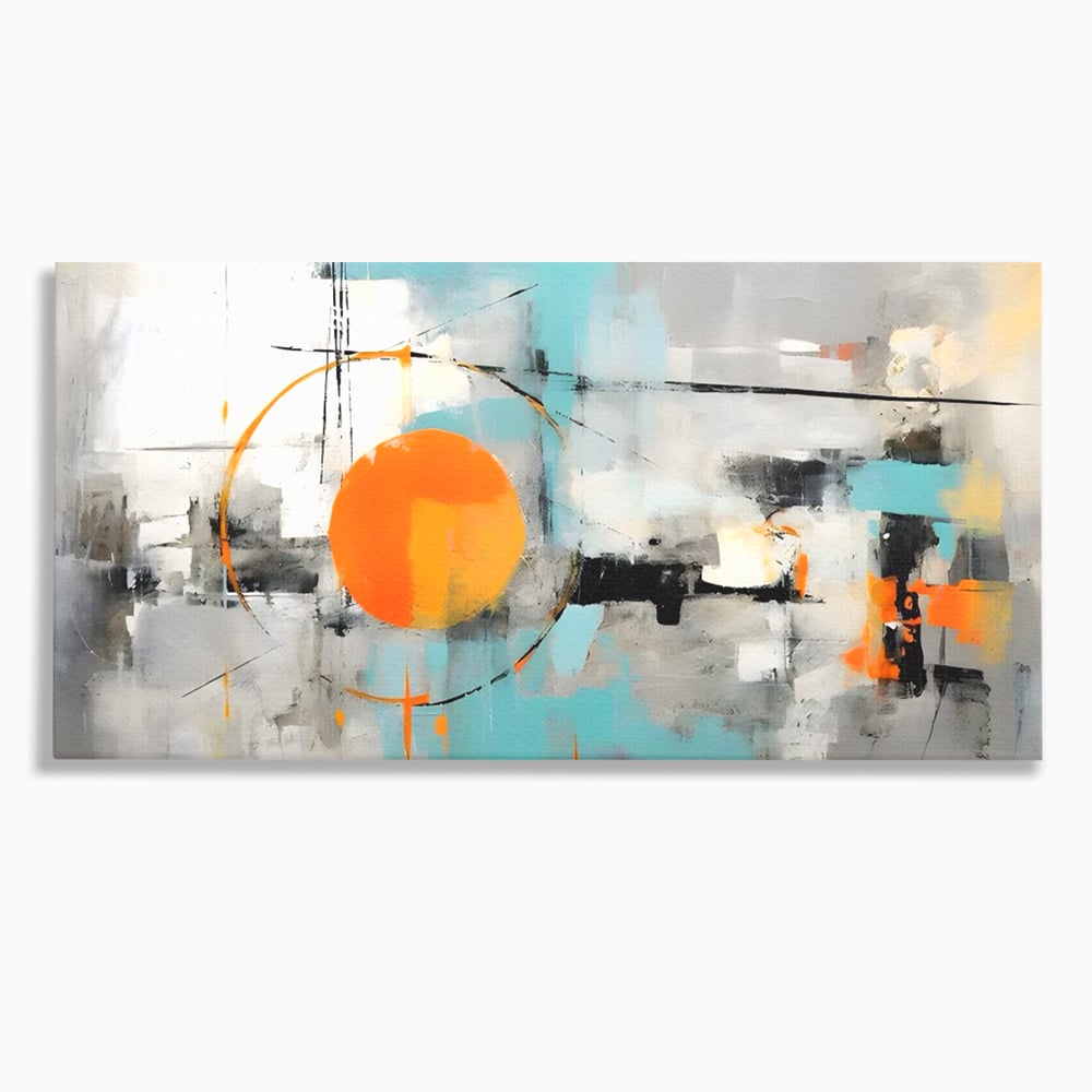 Tablou Canvas Premium LuxCanva® C1223, Abstract Geometric Lanscape Paint , Relaxare, Living Room, Culori Vibrante