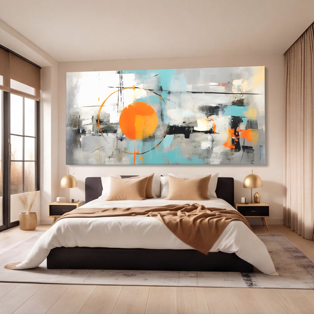 Tablou Canvas Premium LuxCanva® C1223, Abstract Geometric Lanscape Paint , Relaxare, Living Room, Culori Vibrante