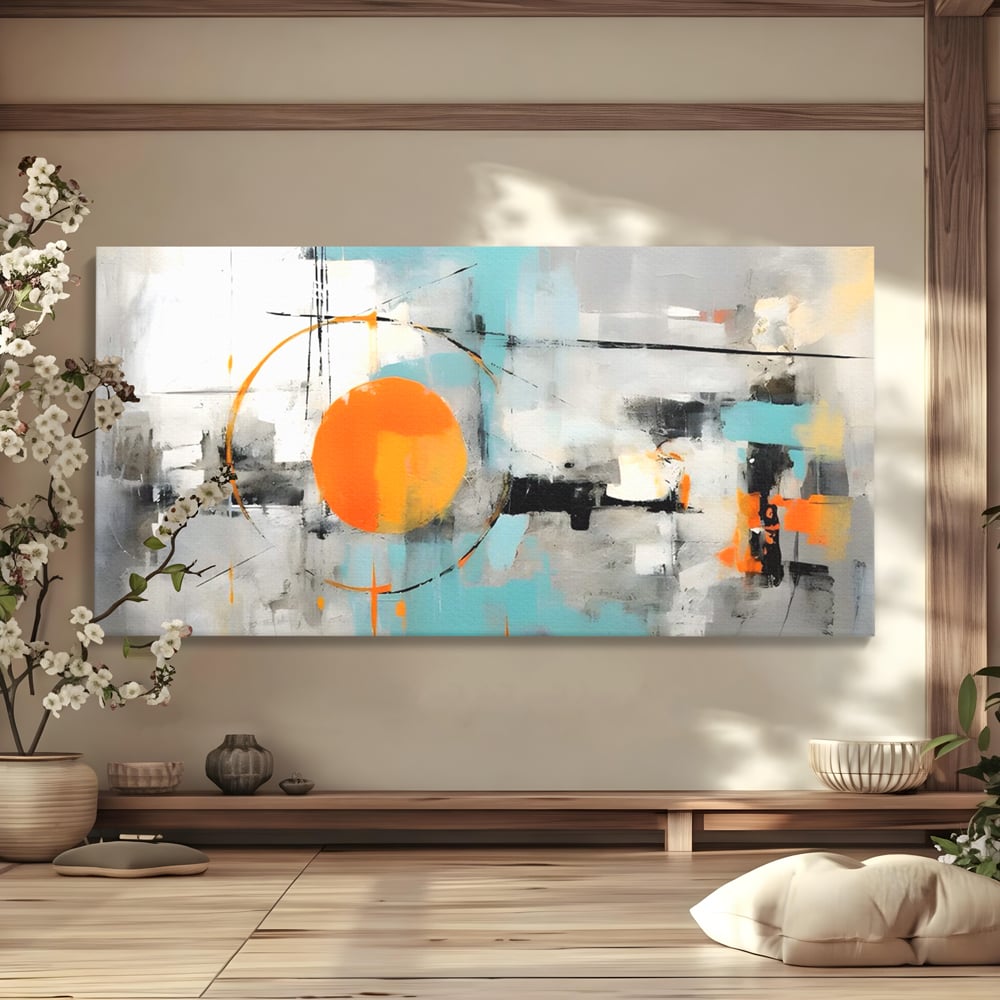 Tablou Canvas Premium LuxCanva® C1223, Abstract Geometric Lanscape Paint , Relaxare, Living Room, Culori Vibrante