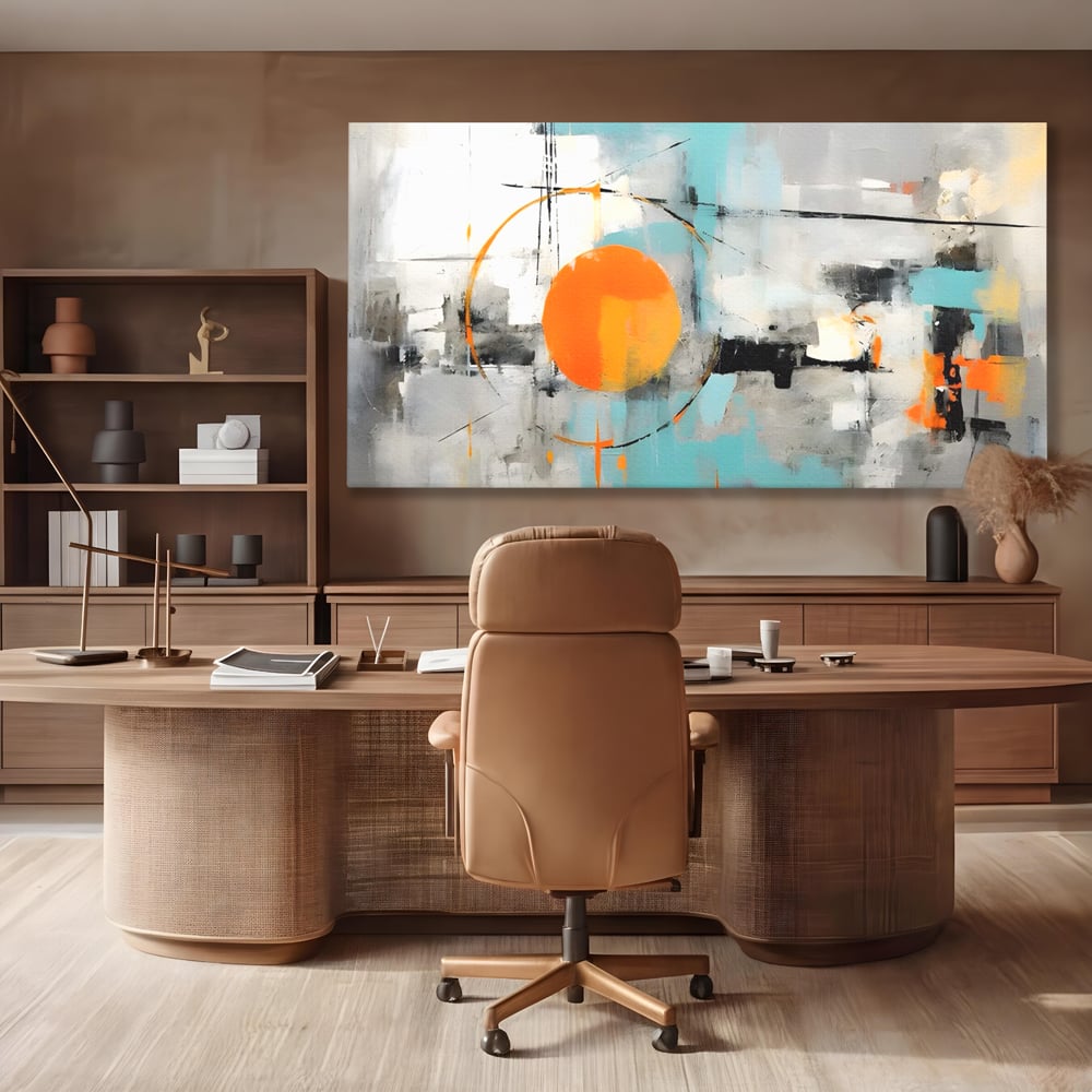 Tablou Canvas Premium LuxCanva® C1223, Abstract Geometric Lanscape Paint , Relaxare, Living Room, Culori Vibrante