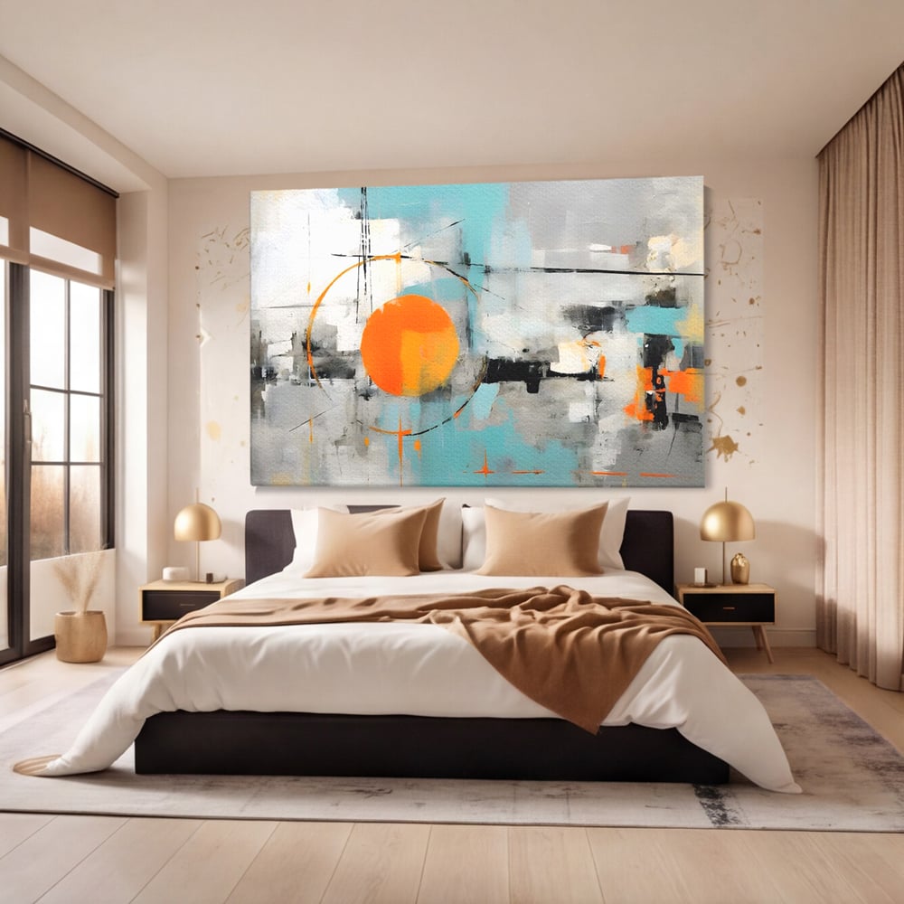 Tablou Canvas Premium LuxCanva® C1223, Abstract Geometric Lanscape Paint , Relaxare, Living Room, Culori Vibrante