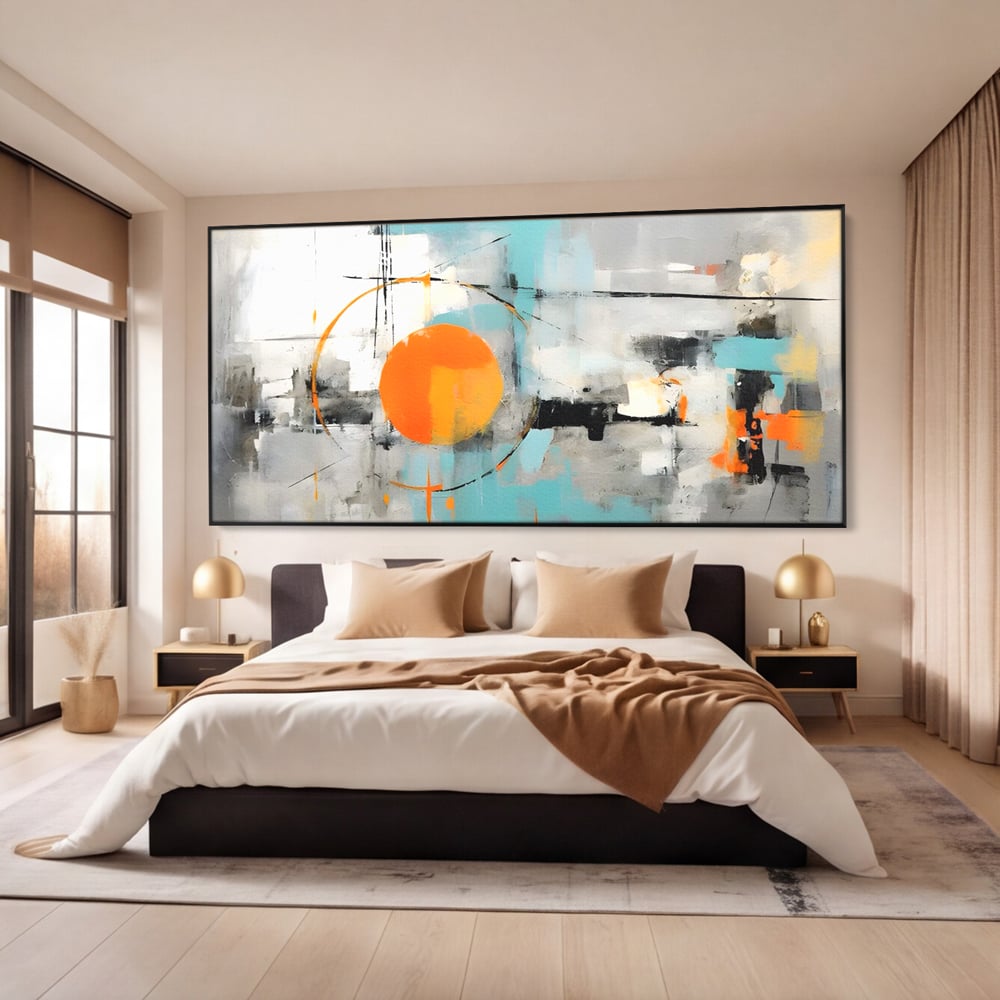 Tablou Canvas Premium LuxCanva® C1223, Abstract Geometric Lanscape Paint , Relaxare, Living Room, Culori Vibrante