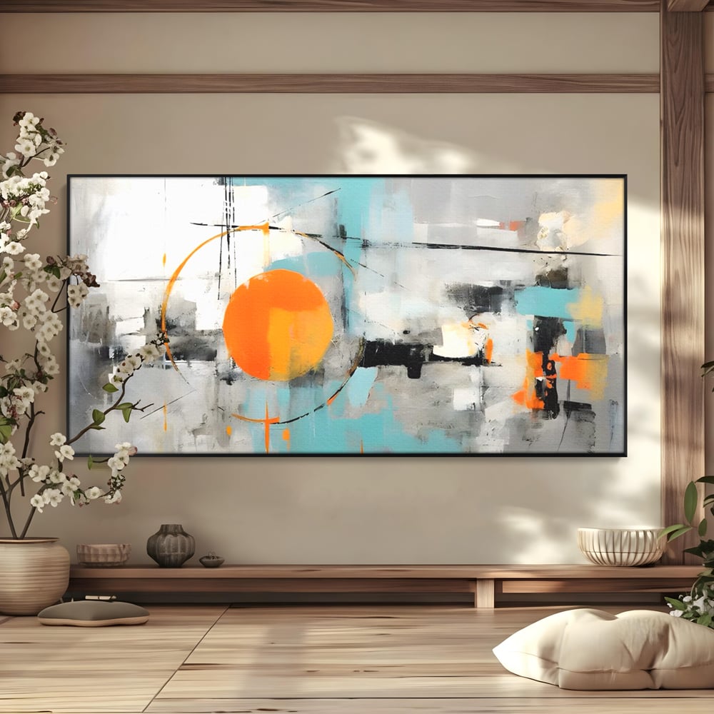 Tablou Canvas Premium LuxCanva® C1223, Abstract Geometric Lanscape Paint , Relaxare, Living Room, Culori Vibrante