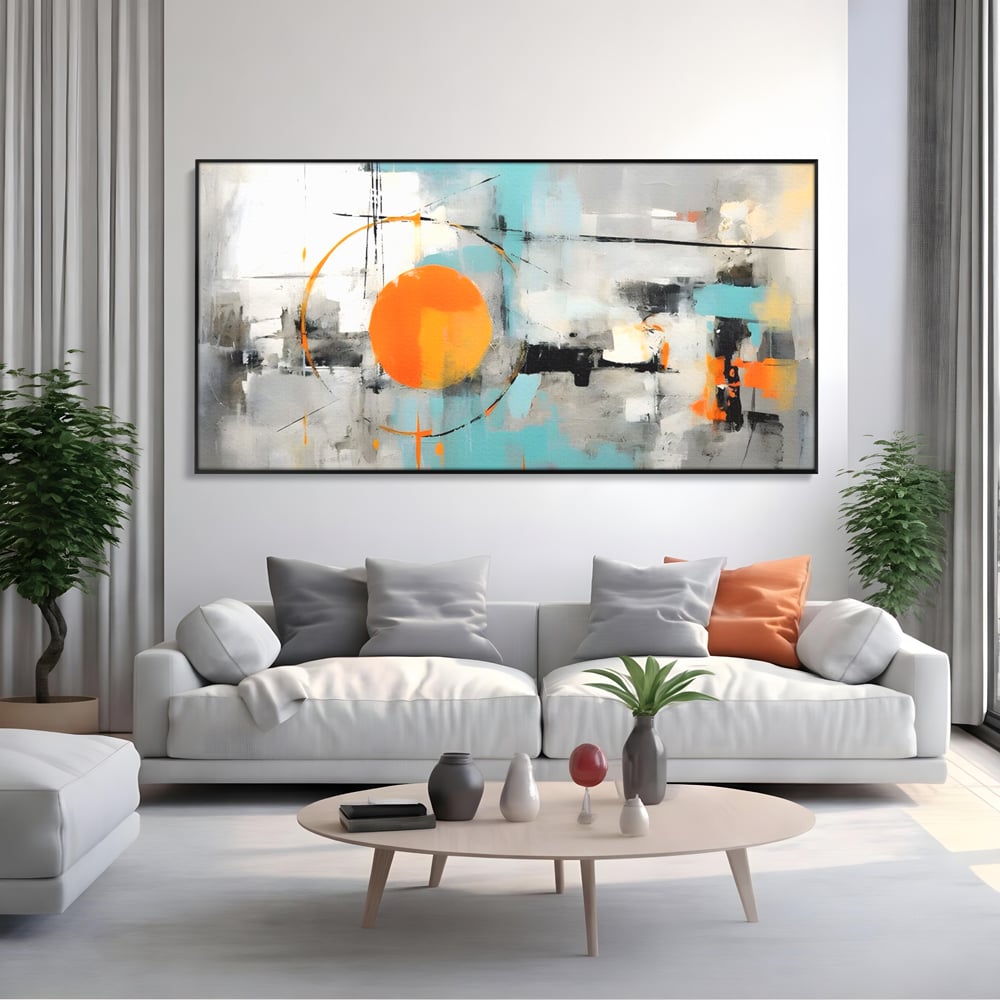Tablou Canvas Premium LuxCanva® C1223, Abstract Geometric Lanscape Paint , Relaxare, Living Room, Culori Vibrante