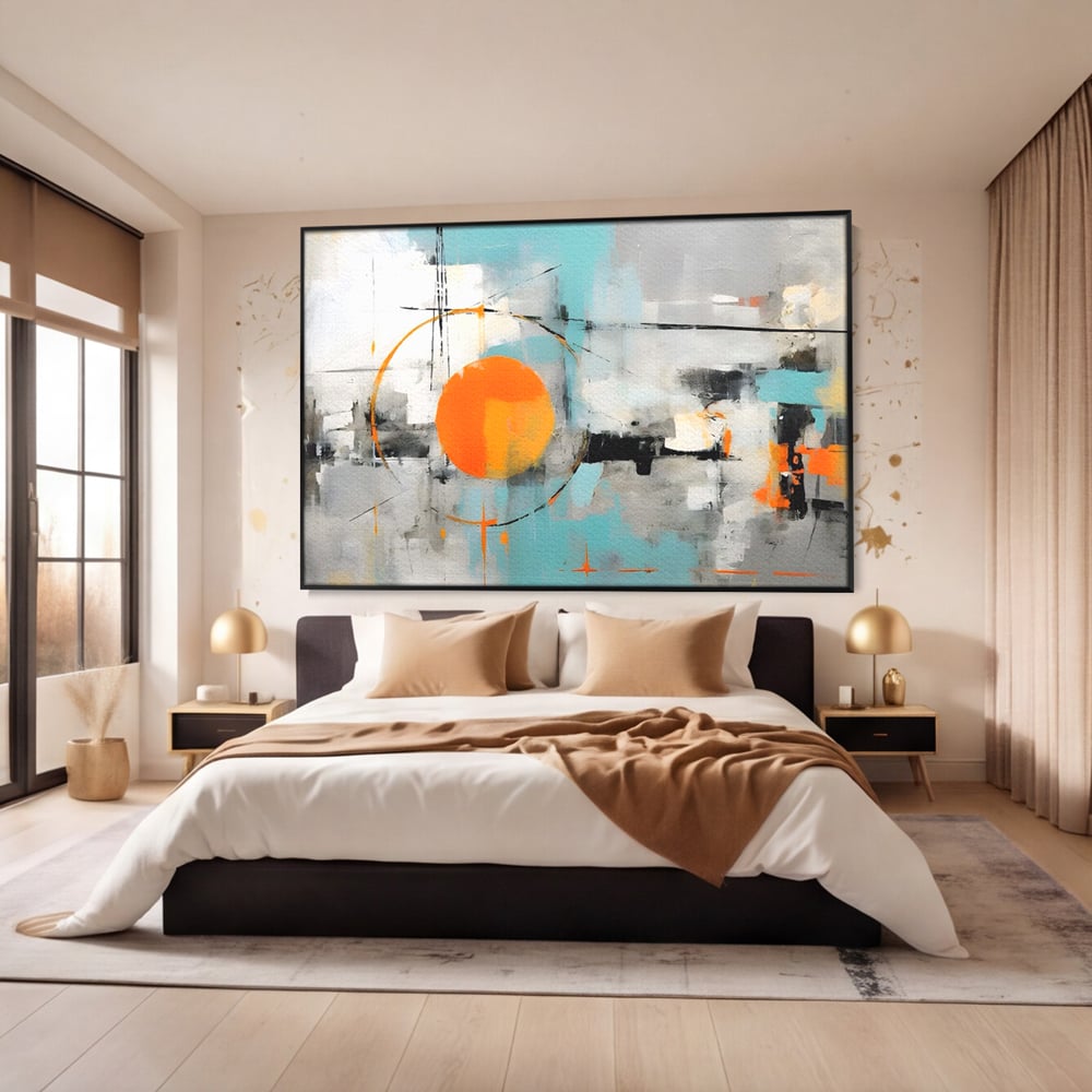 Tablou Canvas Premium LuxCanva® C1223, Abstract Geometric Lanscape Paint , Relaxare, Living Room, Culori Vibrante