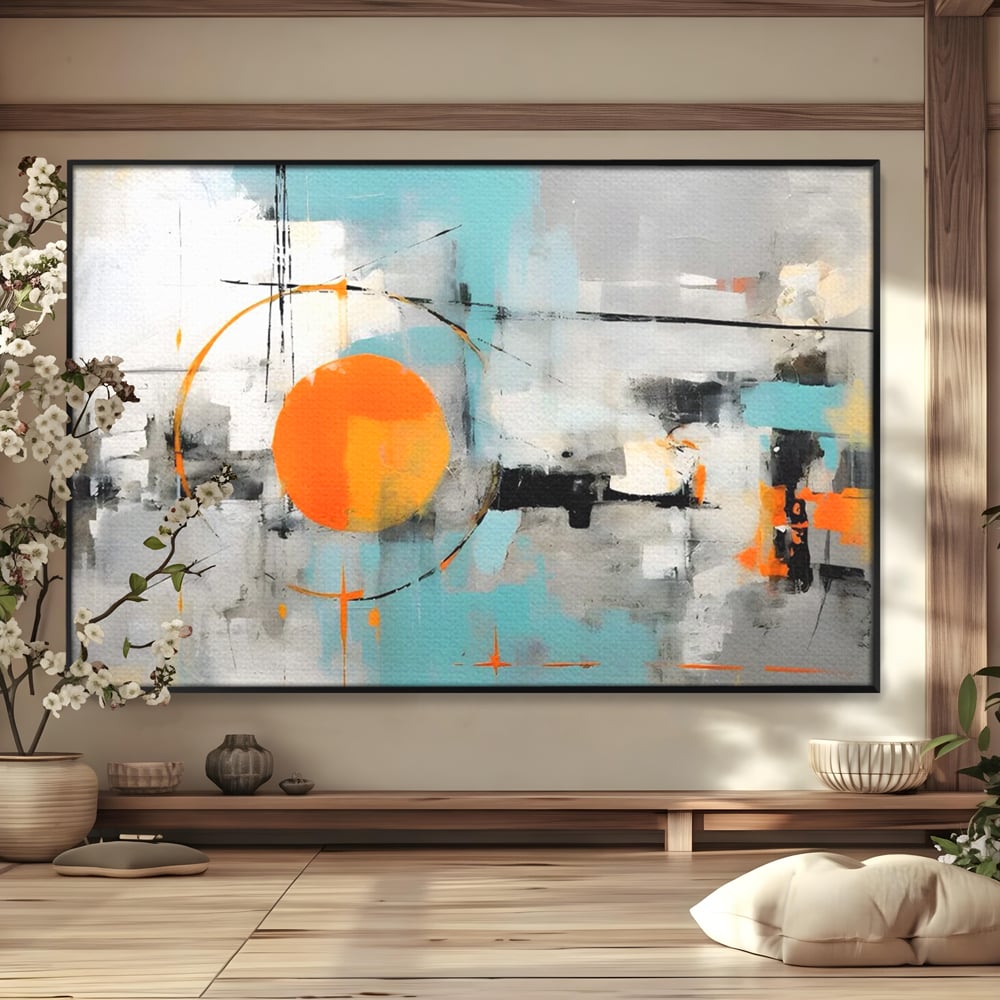 Tablou Canvas Premium LuxCanva® C1223, Abstract Geometric Lanscape Paint , Relaxare, Living Room, Culori Vibrante