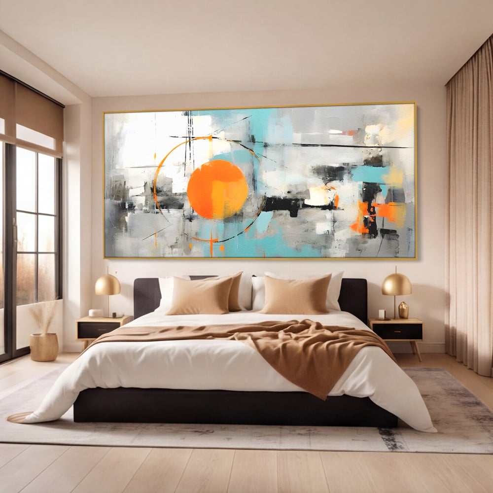 Tablou Canvas Premium LuxCanva® C1223, Abstract Geometric Lanscape Paint , Relaxare, Living Room, Culori Vibrante