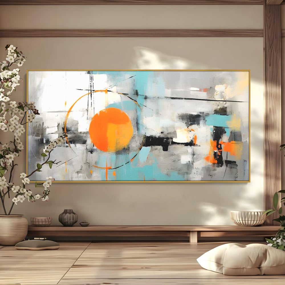 Tablou Canvas Premium LuxCanva® C1223, Abstract Geometric Lanscape Paint , Relaxare, Living Room, Culori Vibrante