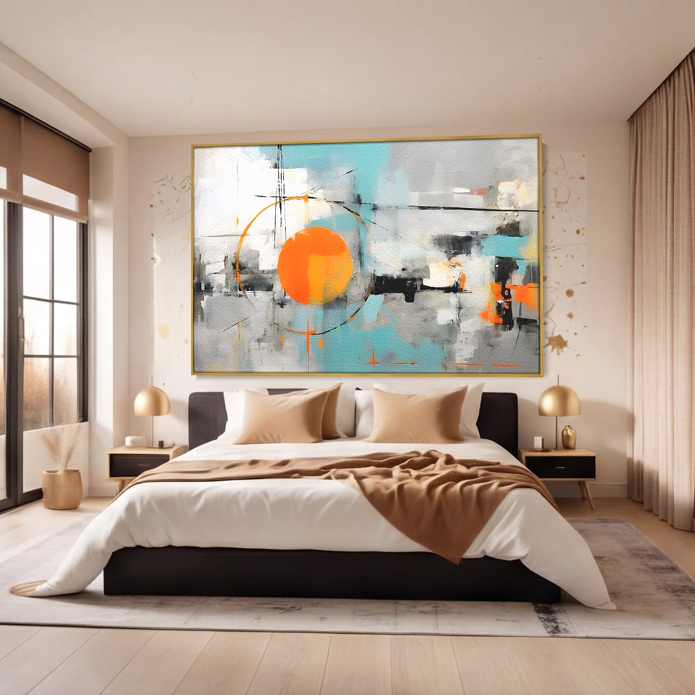 Tablou Canvas Premium LuxCanva® C1223, Abstract Geometric Lanscape Paint , Relaxare, Living Room, Culori Vibrante