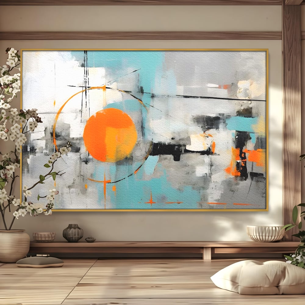 Tablou Canvas Premium LuxCanva® C1223, Abstract Geometric Lanscape Paint , Relaxare, Living Room, Culori Vibrante
