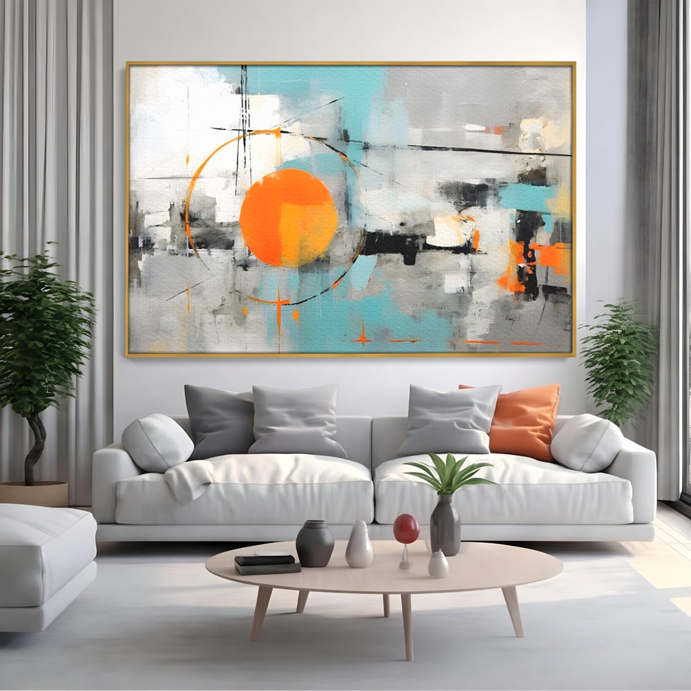 Tablou Canvas Premium LuxCanva® C1223, Abstract Geometric Lanscape Paint , Relaxare, Living Room, Culori Vibrante