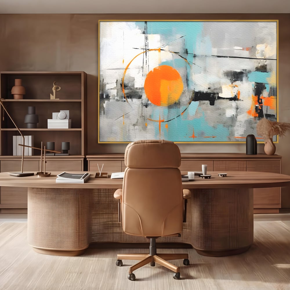 Tablou Canvas Premium LuxCanva® C1223, Abstract Geometric Lanscape Paint , Relaxare, Living Room, Culori Vibrante