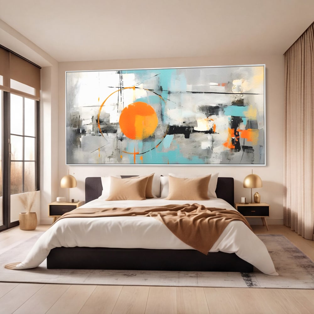 Tablou Canvas Premium LuxCanva® C1223, Abstract Geometric Lanscape Paint , Relaxare, Living Room, Culori Vibrante