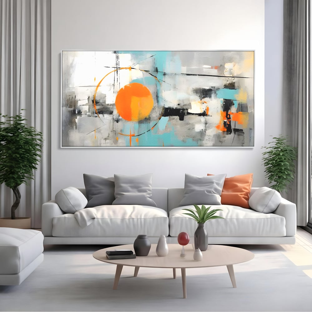 Tablou Canvas Premium LuxCanva® C1223, Abstract Geometric Lanscape Paint , Relaxare, Living Room, Culori Vibrante