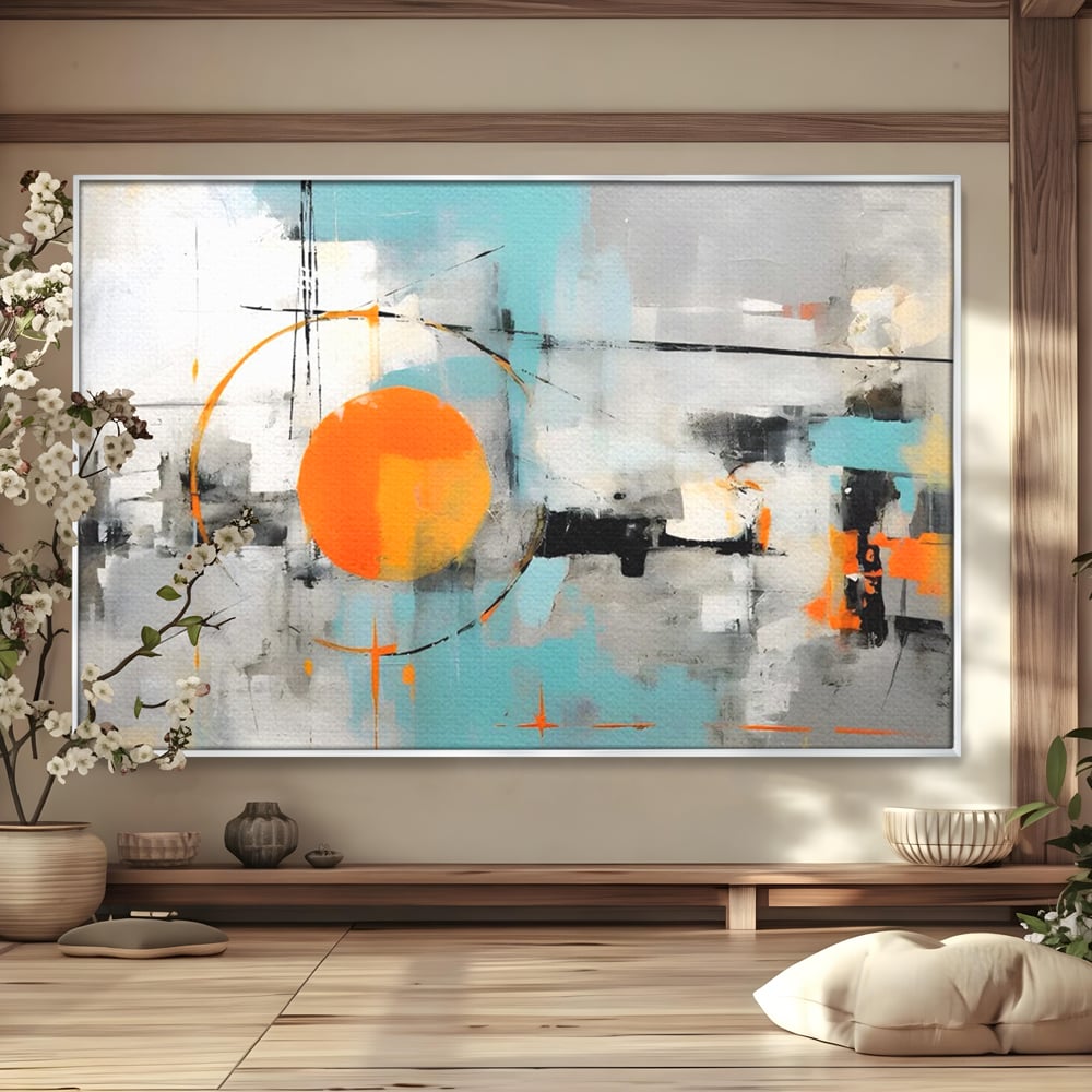 Tablou Canvas Premium LuxCanva® C1223, Abstract Geometric Lanscape Paint , Relaxare, Living Room, Culori Vibrante