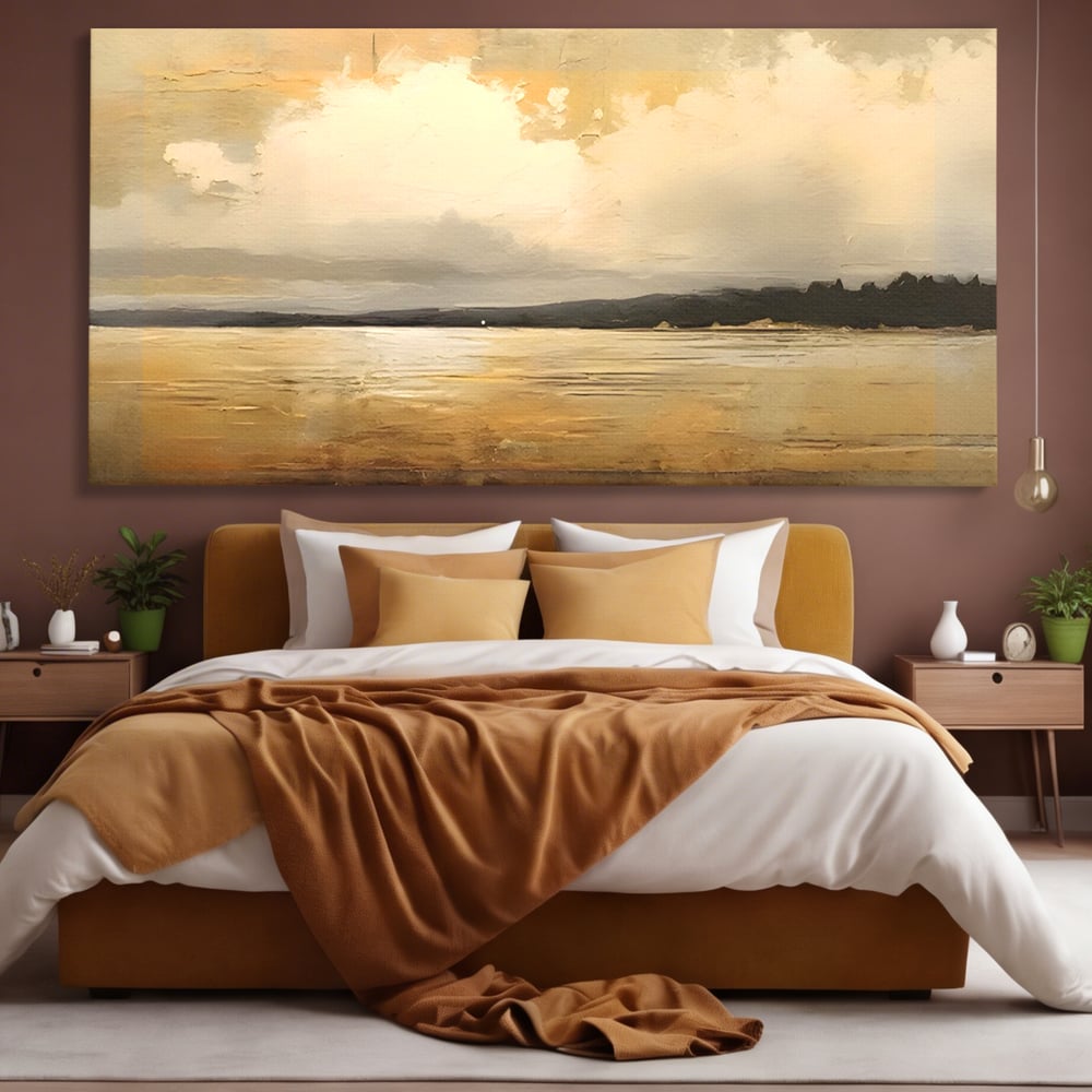 Tablou Canvas Premium LuxCanva® C1230, Sunset On The Lake , Relaxare, Living Room, Culori Vibrante