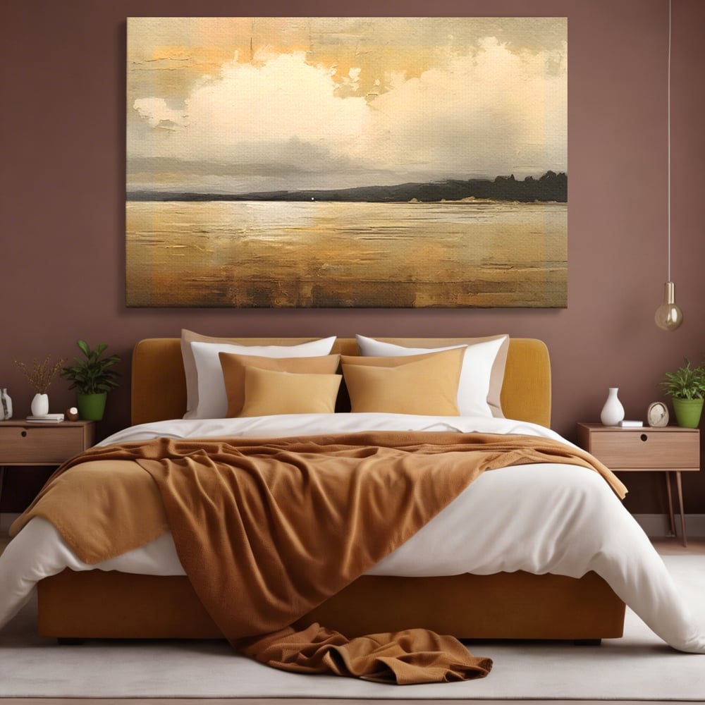 Tablou Canvas Premium LuxCanva® C1230, Sunset On The Lake , Relaxare, Living Room, Culori Vibrante