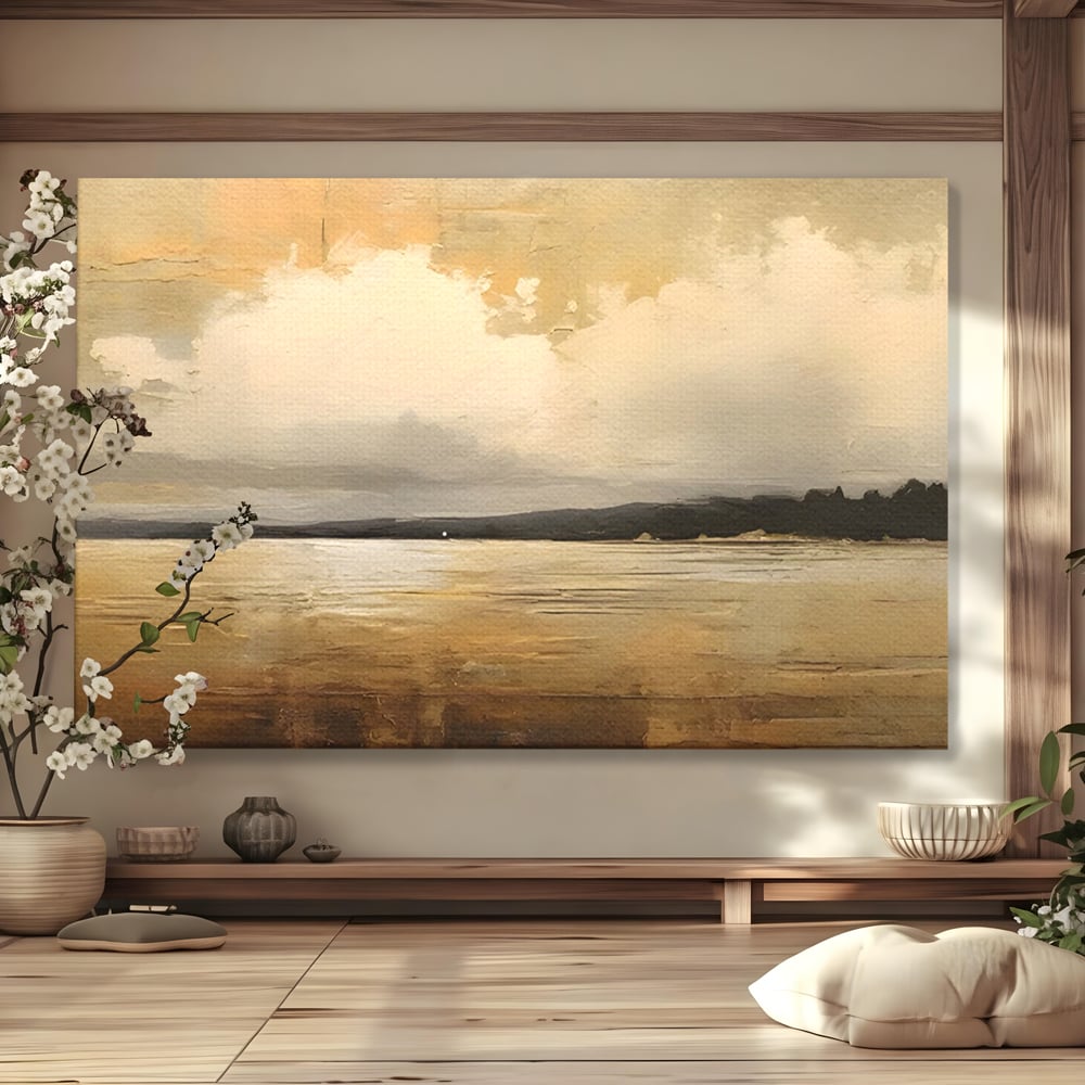 Tablou Canvas Premium LuxCanva® C1230, Sunset On The Lake , Relaxare, Living Room, Culori Vibrante