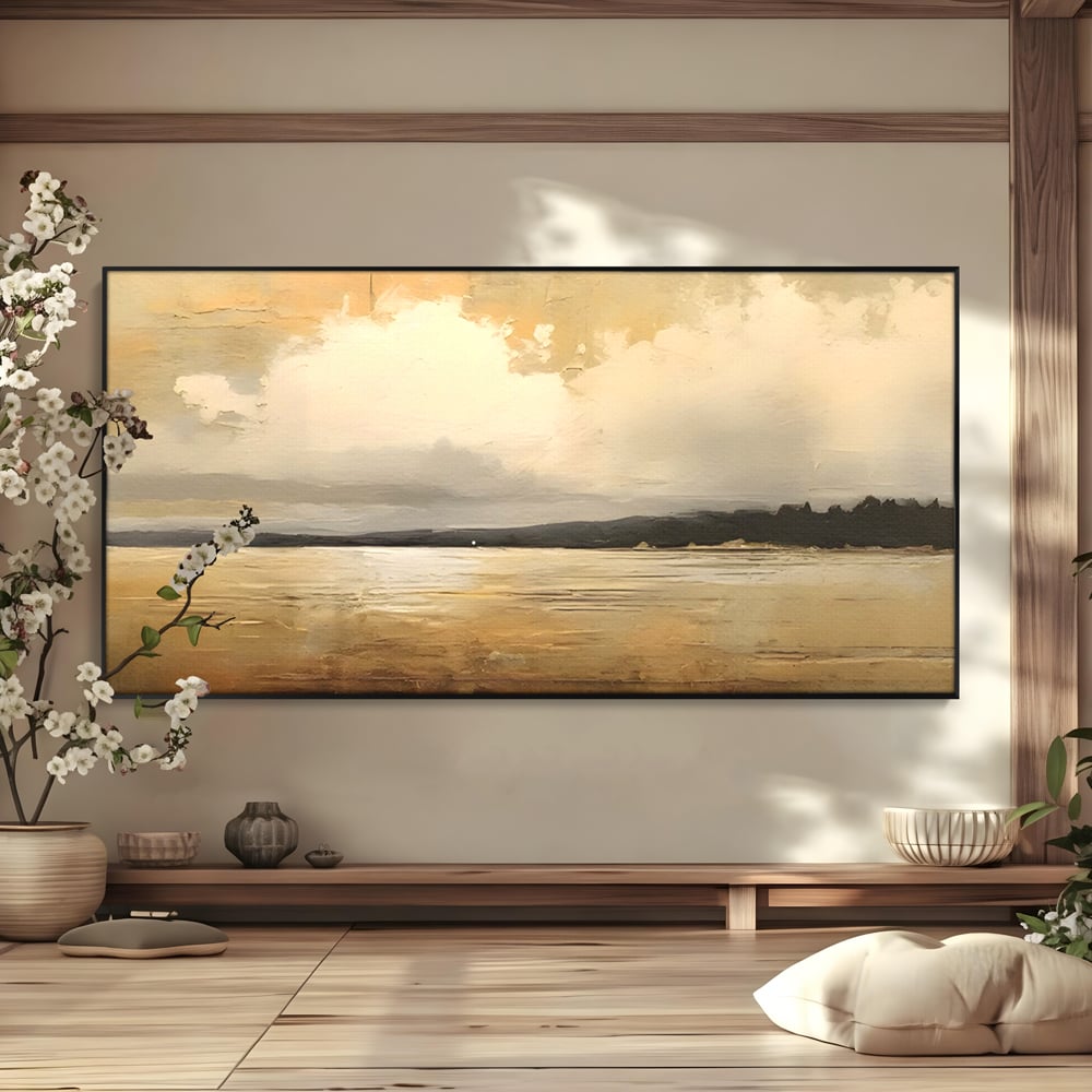 Tablou Canvas Premium LuxCanva® C1230, Sunset On The Lake , Relaxare, Living Room, Culori Vibrante