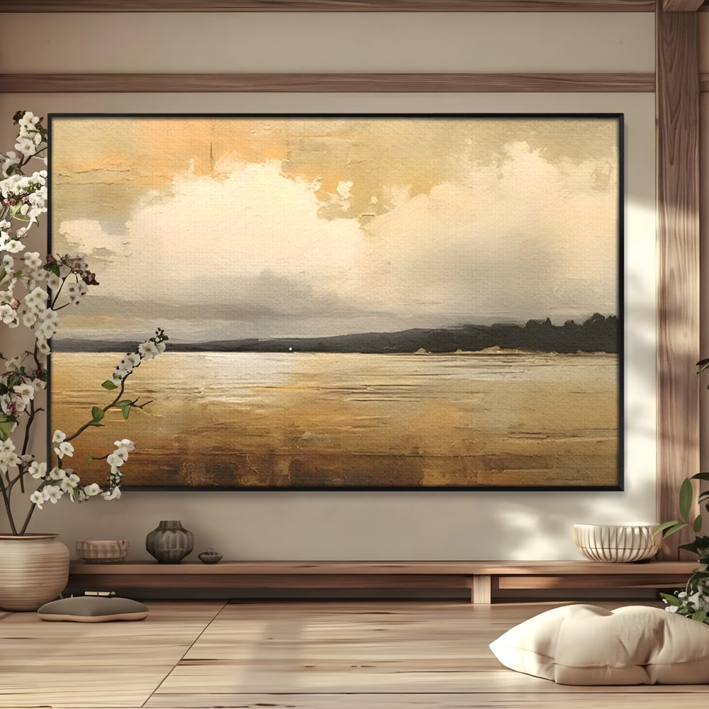 Tablou Canvas Premium LuxCanva® C1230, Sunset On The Lake , Relaxare, Living Room, Culori Vibrante